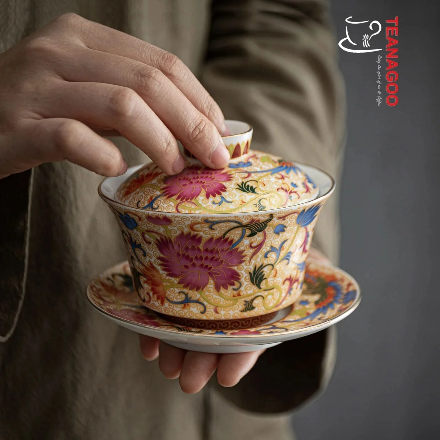 Handmade Chinese Porcelain Gongfu Tea Phoenix Gaiwan 200ml