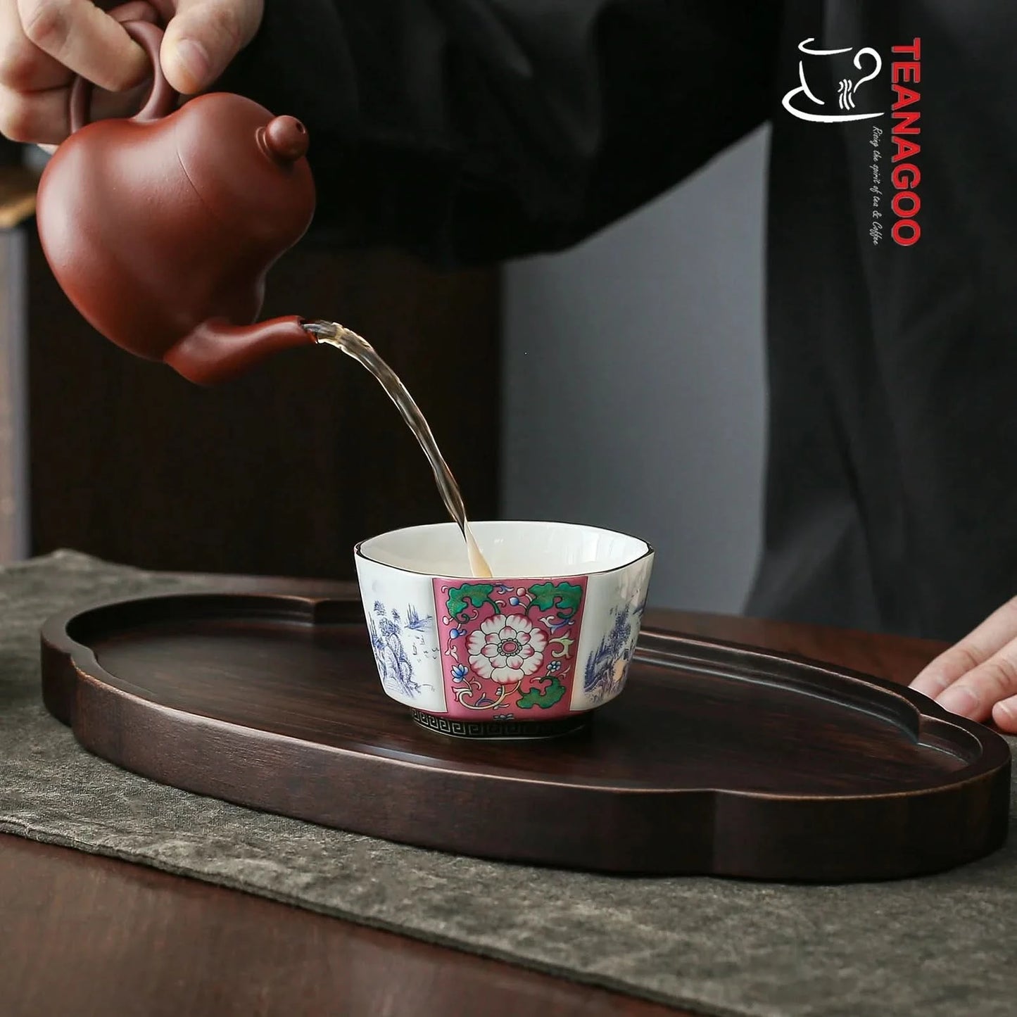 Handmade Enamel Glossy Glaze Chinese Ceramic Octagonal Teacup 100ml