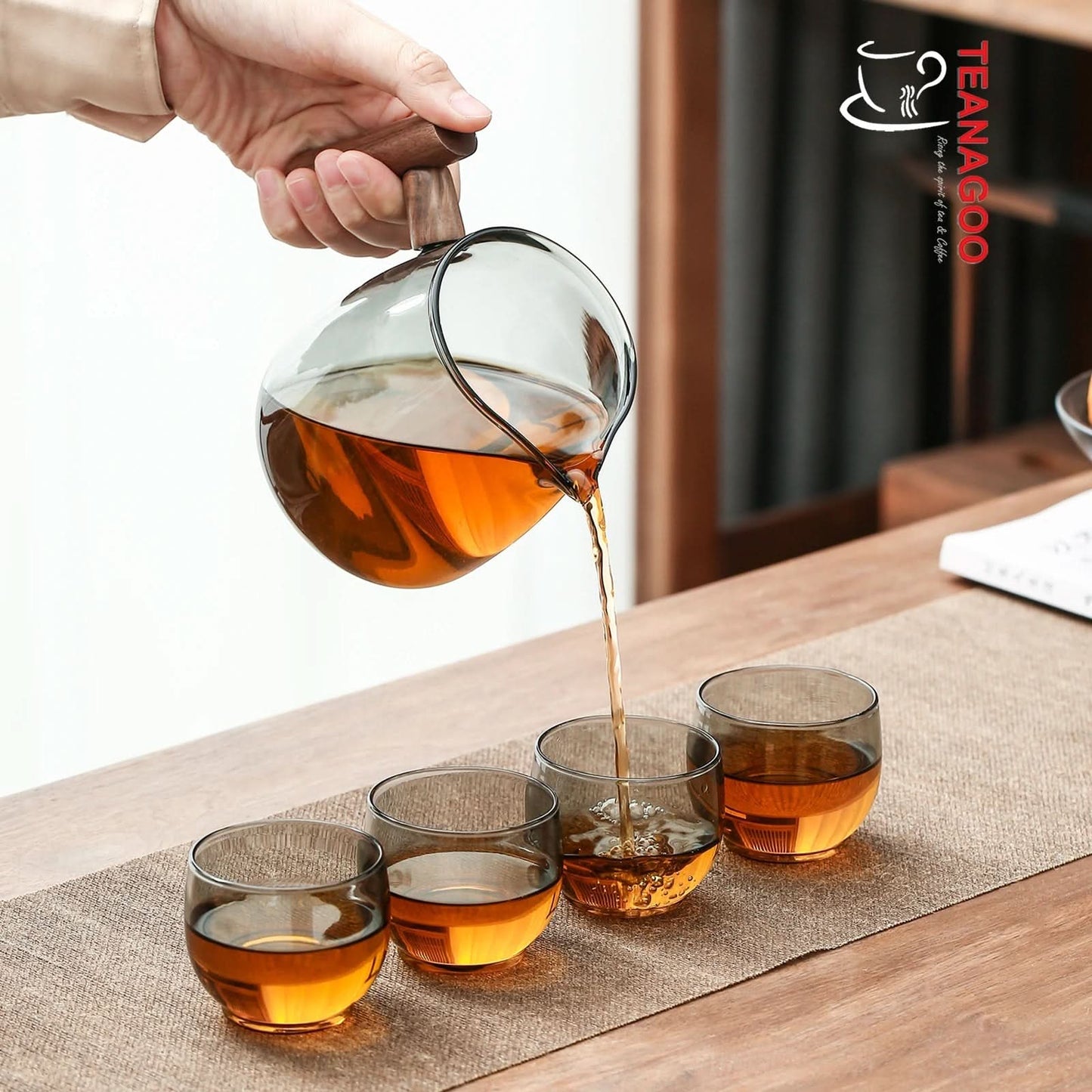 Handmade Glass Tea Set Portable Gongfu Teaware with Pot Infusion and Cups