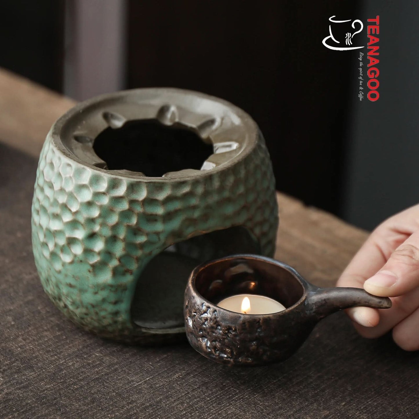Handmade Japanese Ceramic Kiln Emerald Glaze Teapot Warmers