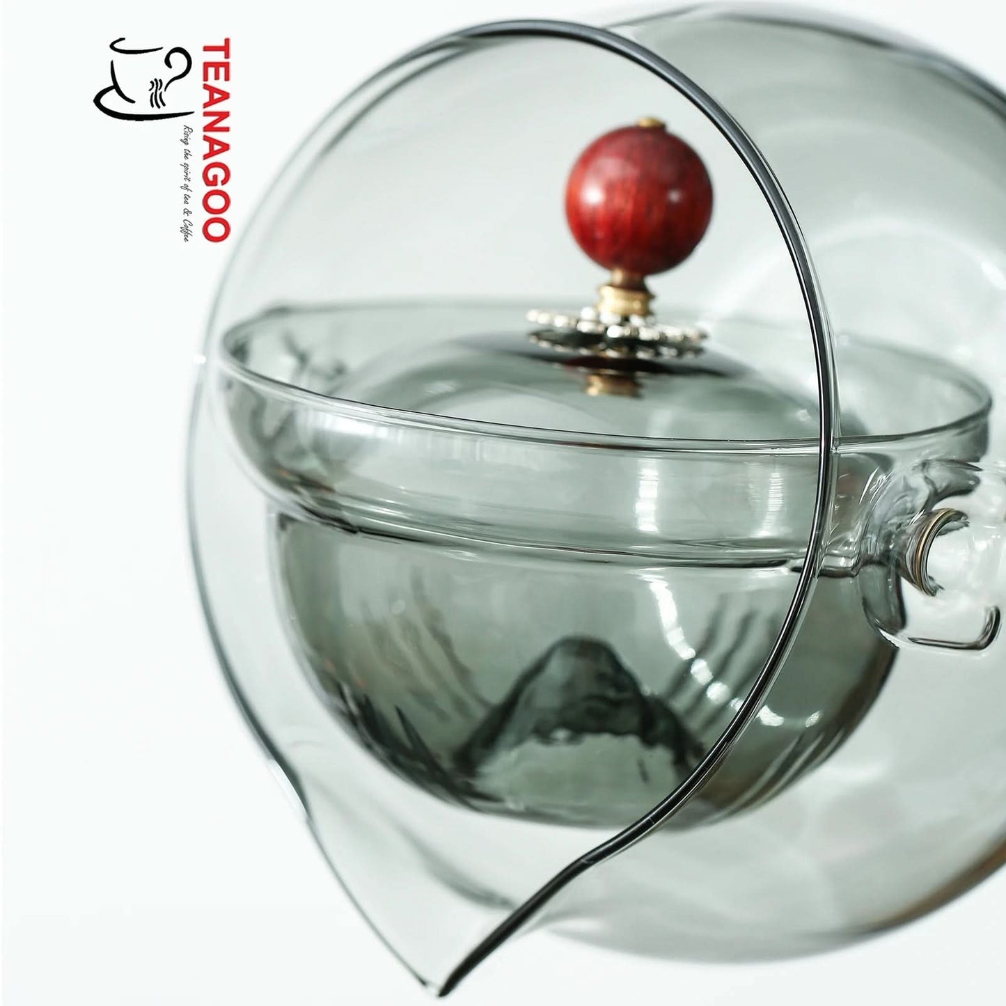 Handmade Ornamental Glass Teapot with Rosewood Handle
