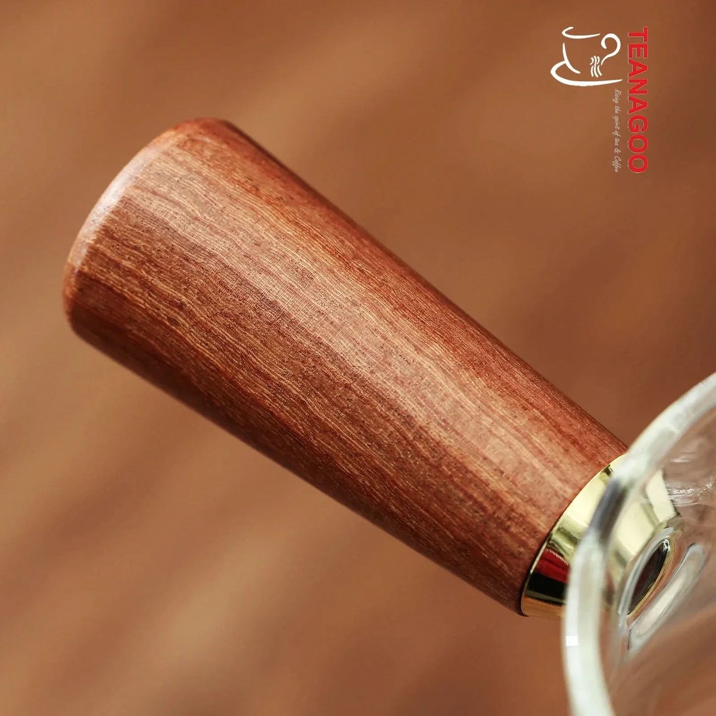 Heat-resistant Glass Fair Cup with Wooden Handle Filter Holes