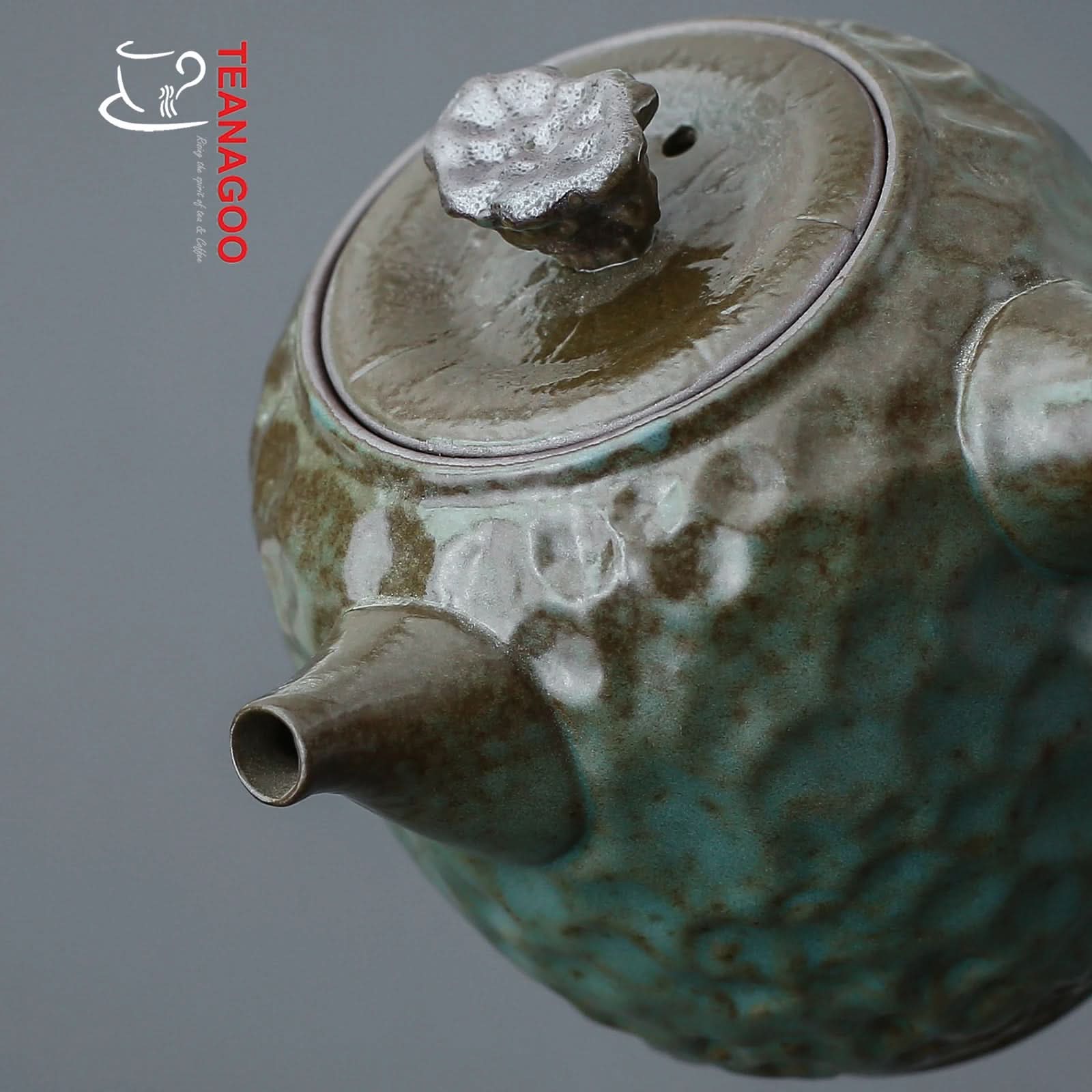 Japanese Cyan Glazed Gongfu Teapot Handmade Ceramic Tea ware