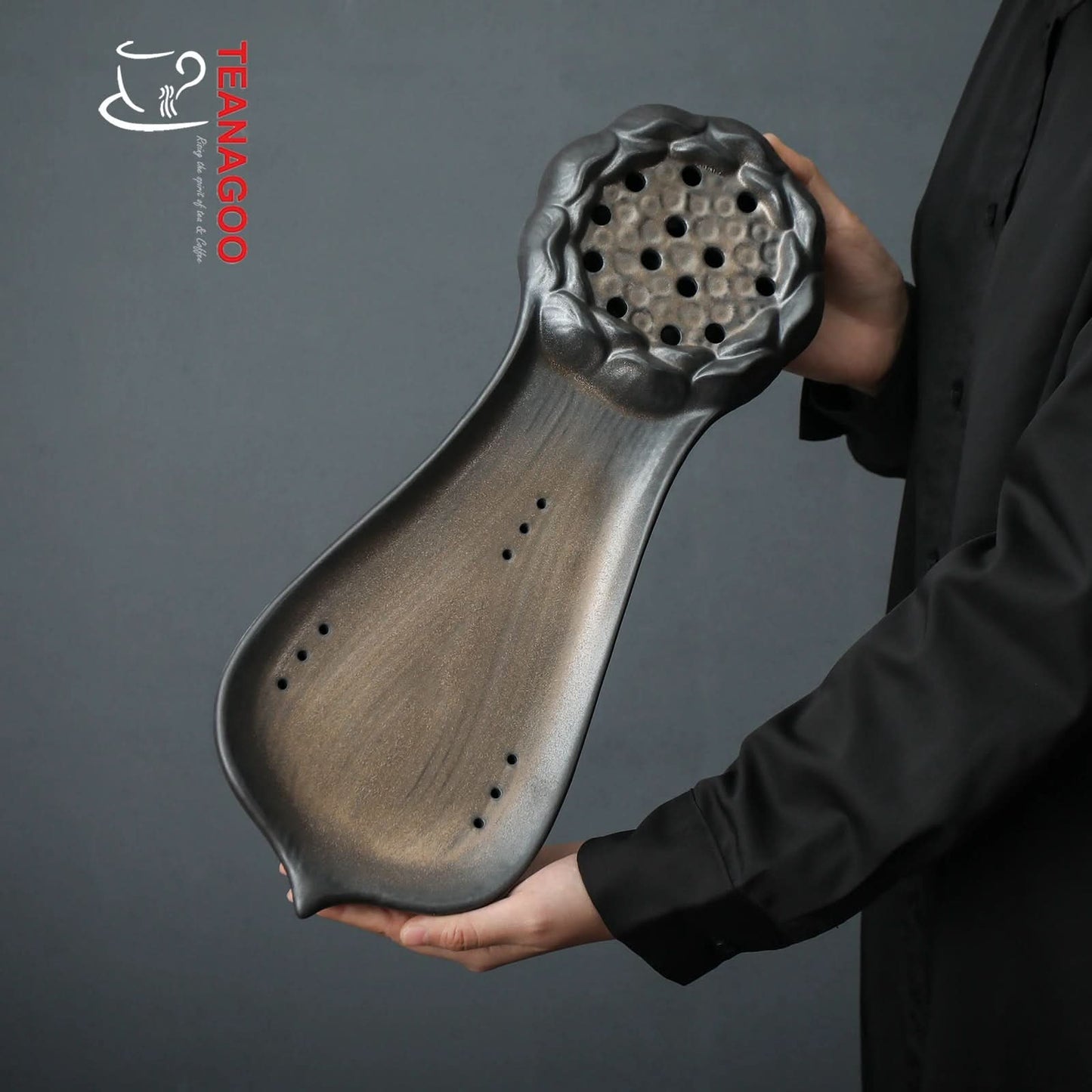 Luxury Gilt Iron Glaze Ceramic Tea Tray Handmade Tea Ware