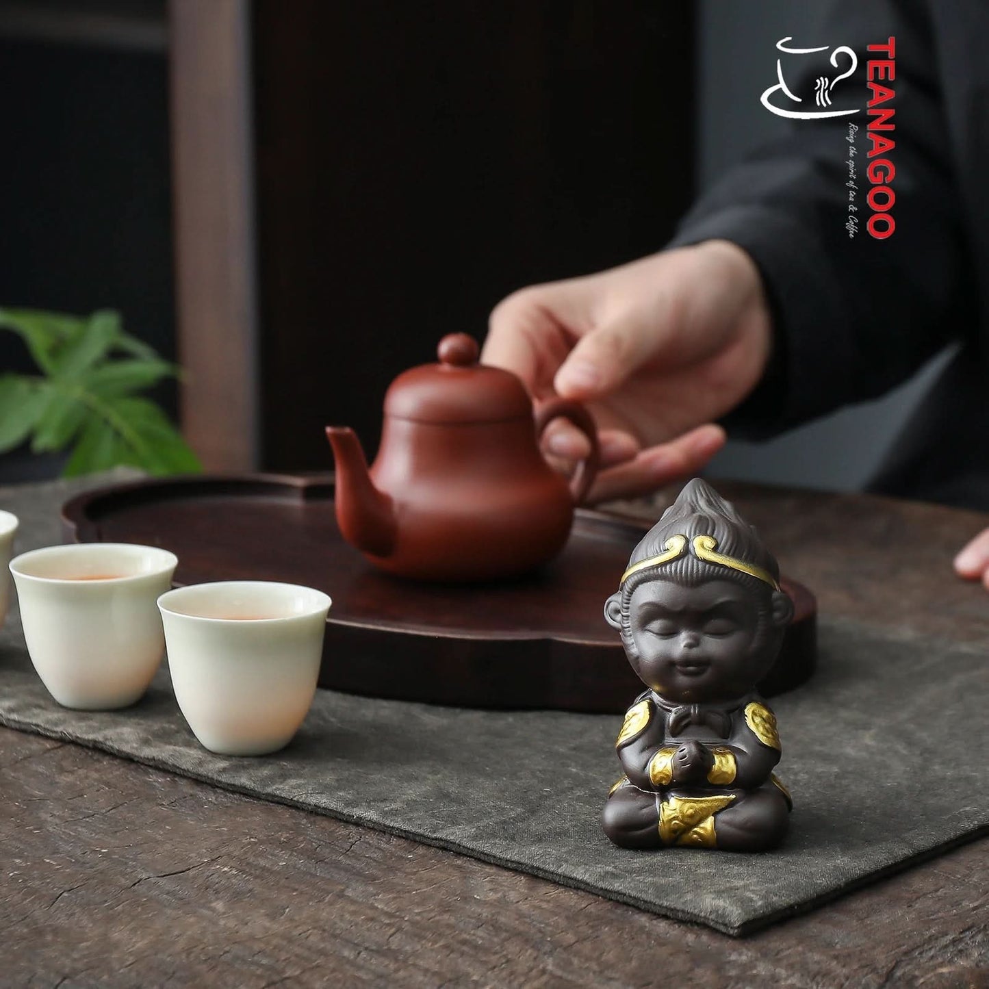 Monkey King Decor Pottery Tea Toy Chinese Kungfu Tea Set Pet Tea Tray Tea Pet Teapet