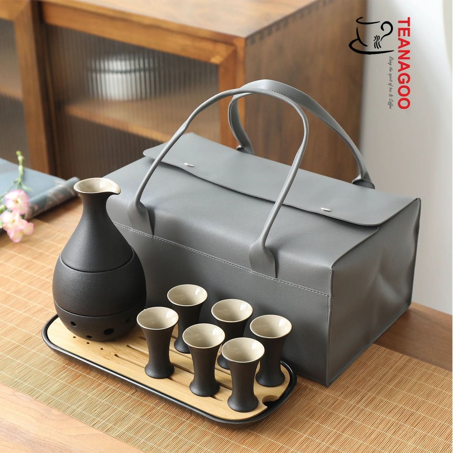 Ceramic Sake Set with Warmer, 10pcs/set, 2 Packing Options Available