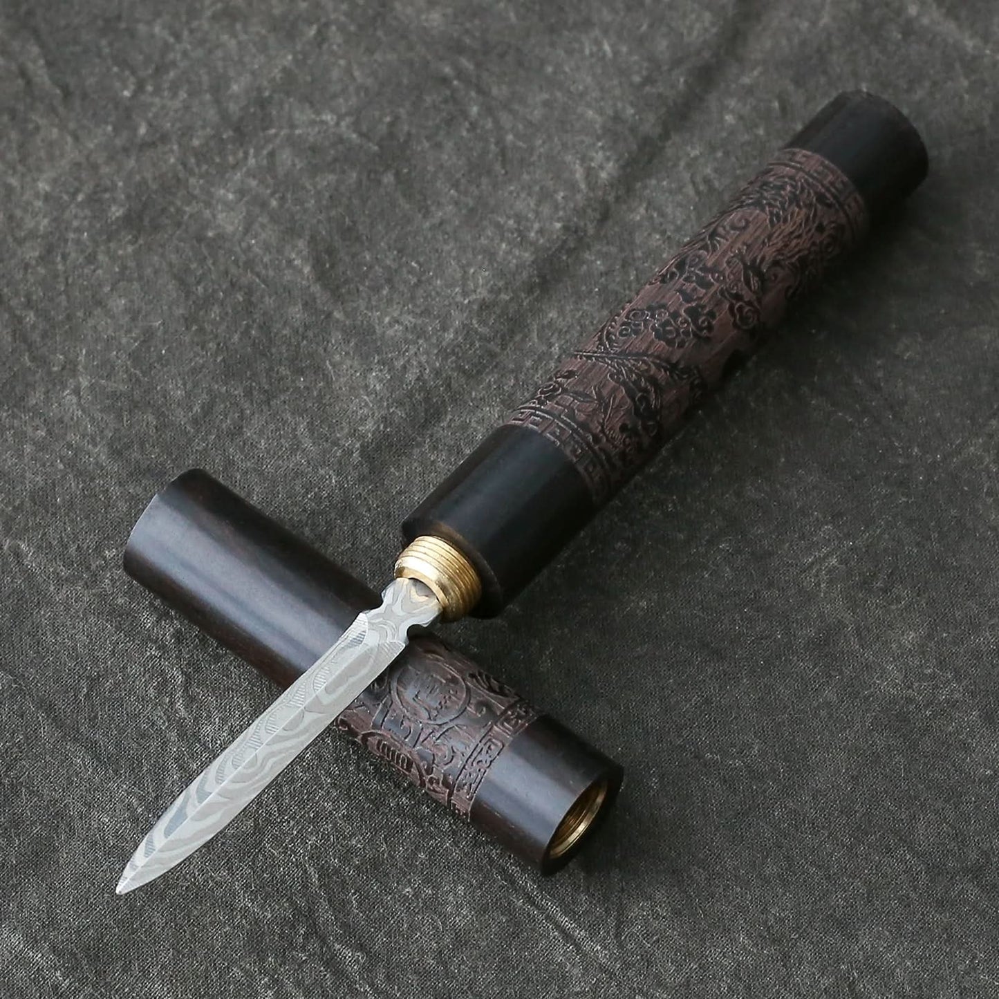 Vintage Engraved Ebony & Stainless Steel Tea Knife Needle -TK03