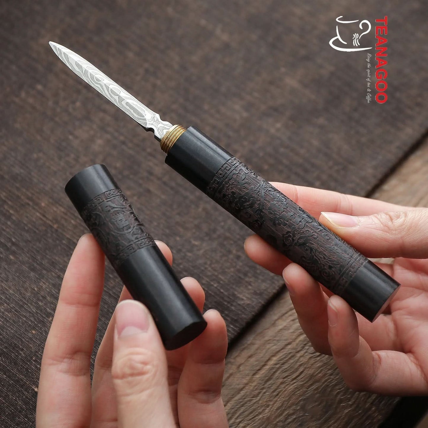 Vintage Engraved Ebony & Stainless Steel Tea Knife Needle -TK03