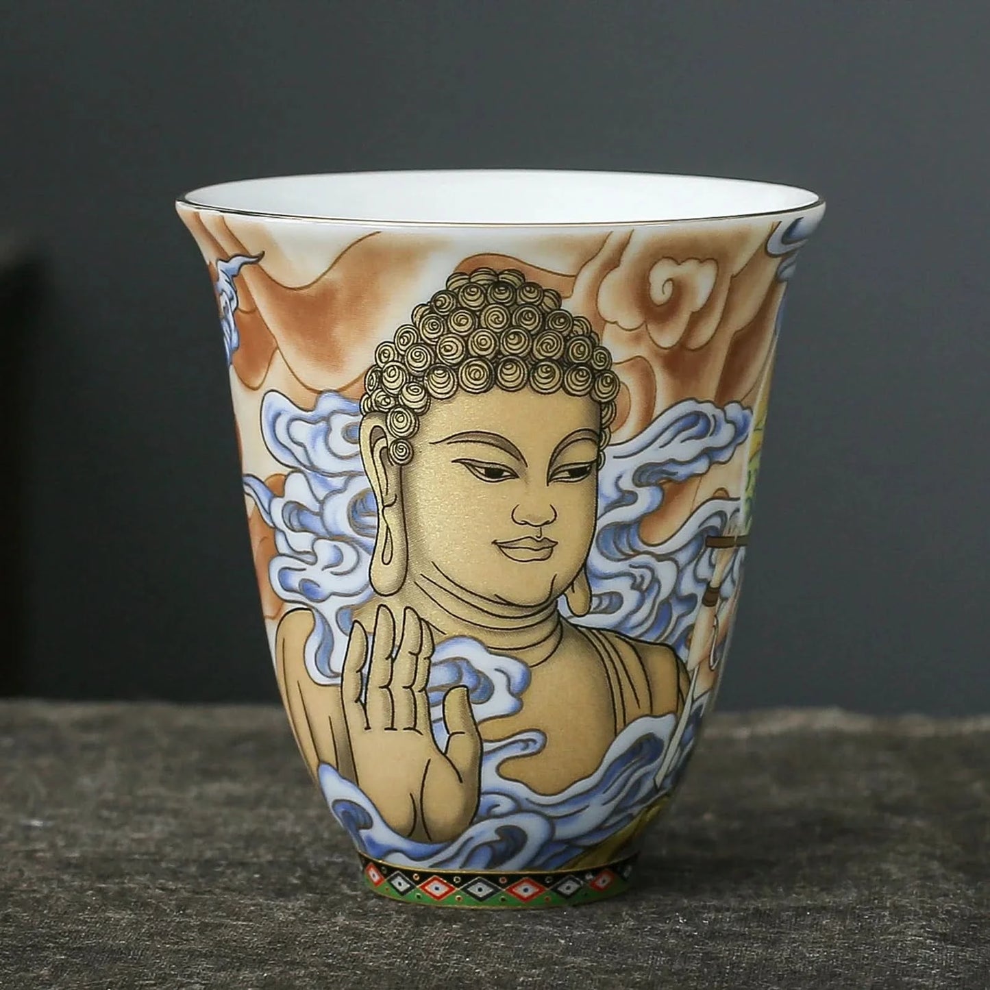 handmade porcelain teacup 80ml Chinese myth buddha ceramic cup