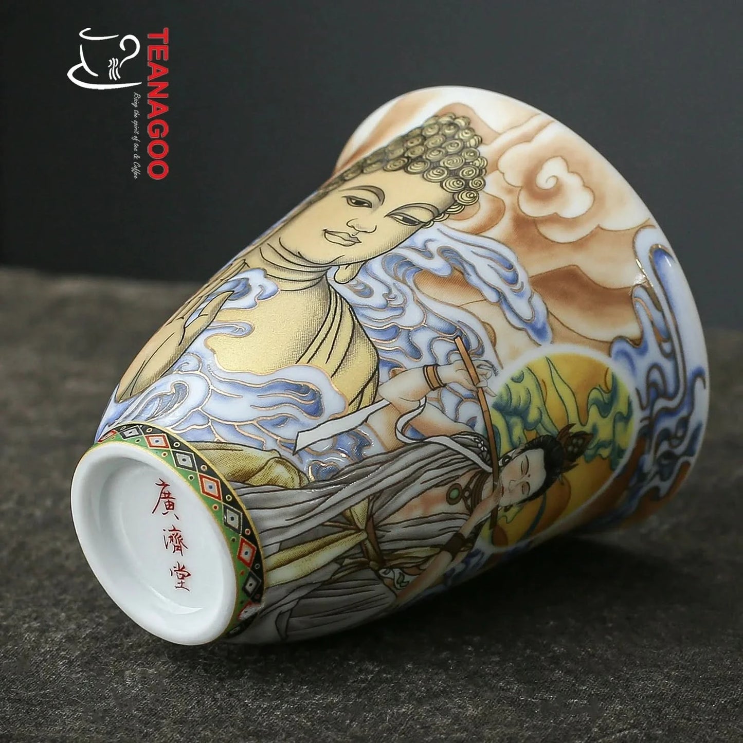 handmade porcelain teacup 80ml Chinese myth buddha ceramic cup