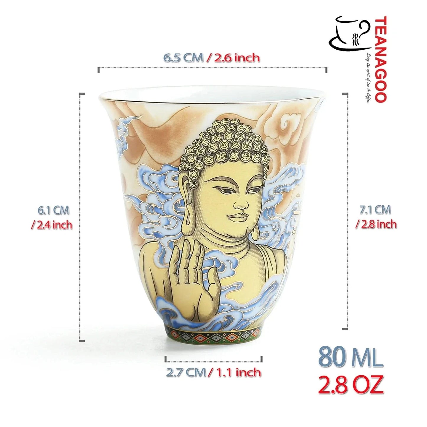 handmade porcelain teacup 80ml Chinese myth buddha ceramic cup