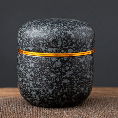 Tea Tin-Celadon Ceramic Tea Canister for Matcha Powder 18g Obsidian