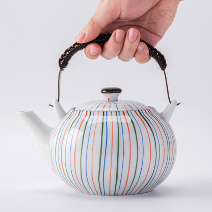 Rainbow Stripe Porcelain Teapot