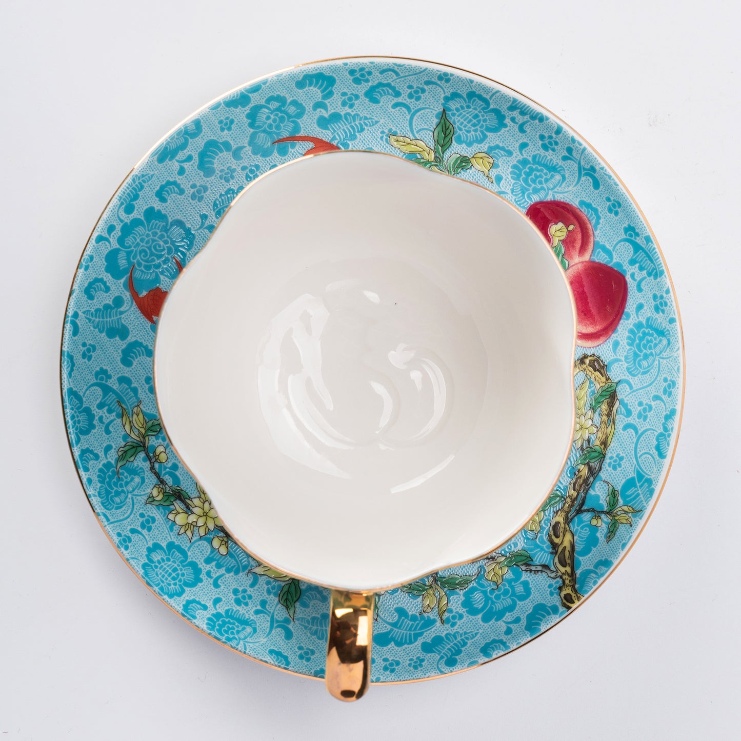 Sky Blue Blossom Porcelain Coffee Mug & Saucer