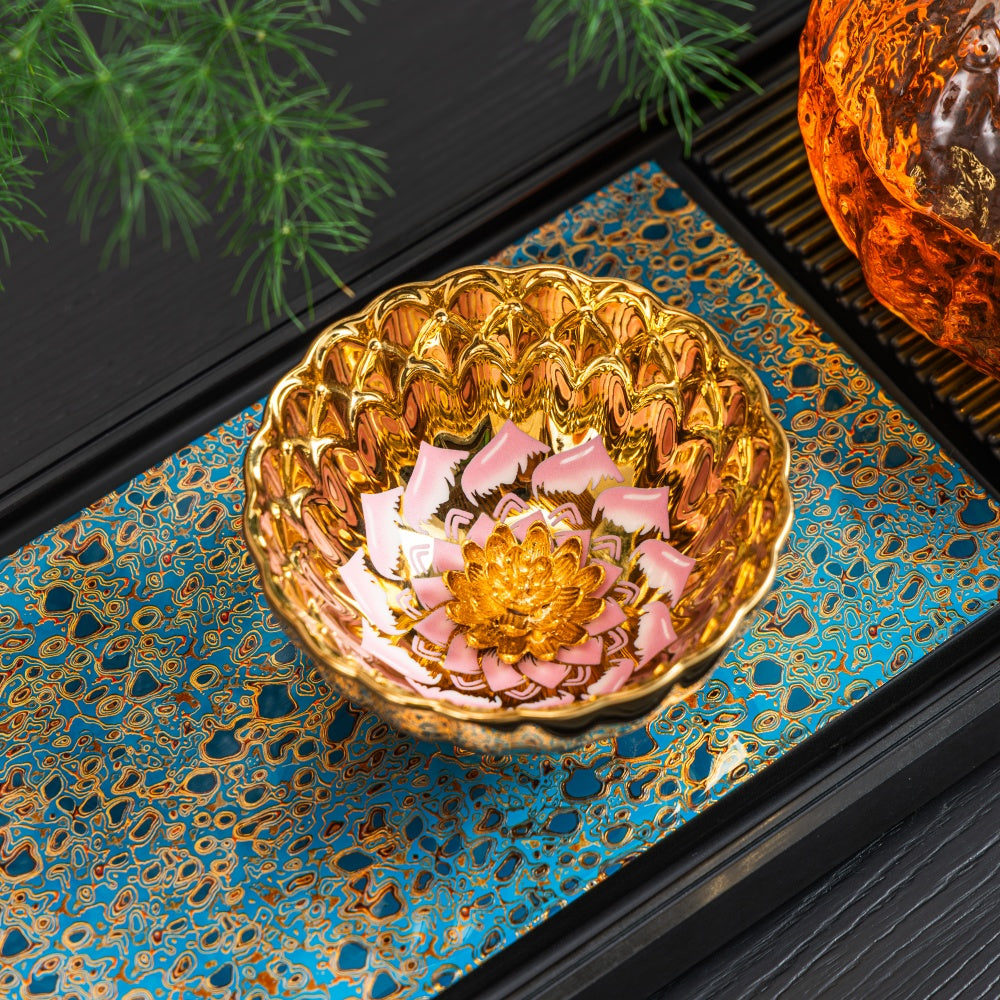 Gilded Pink Lotus Tenmoku