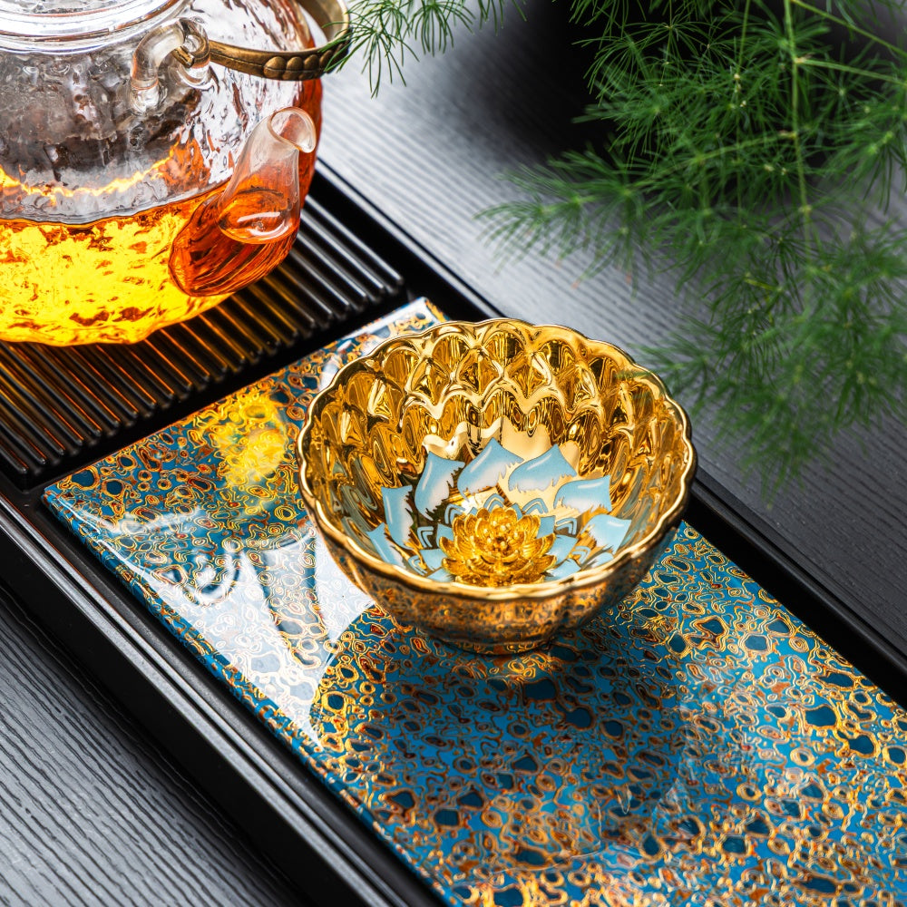 Gilded Blue Lotus Tenmoku