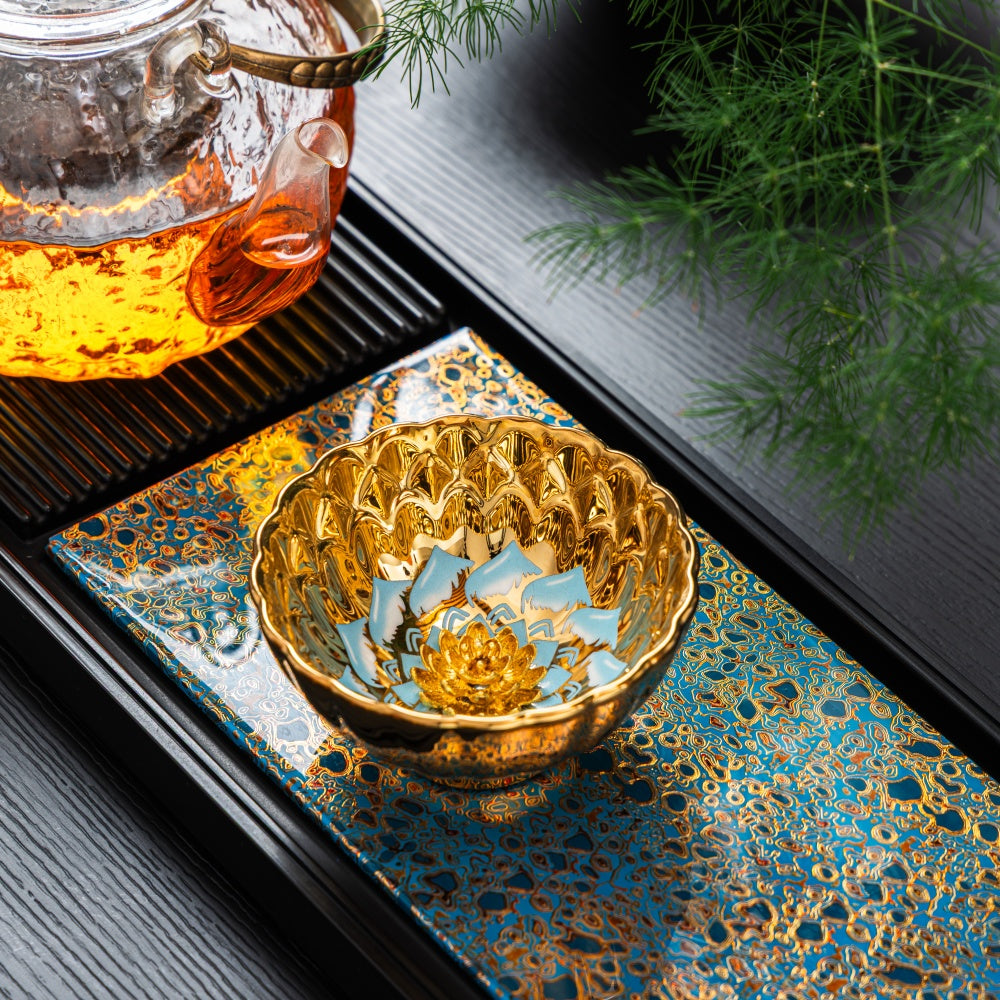 Gilded Blue Lotus Tenmoku