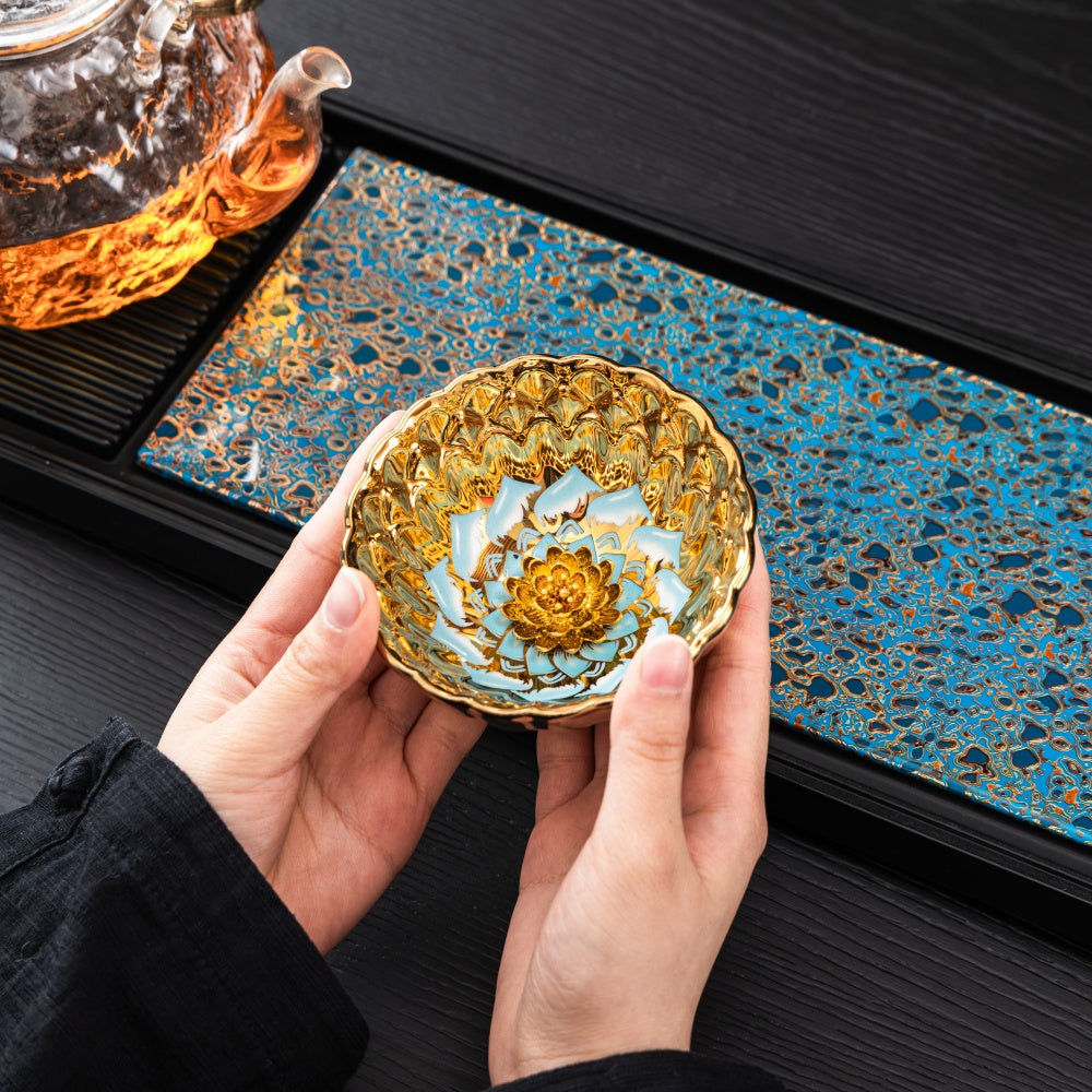 Gilded Blue Lotus Tenmoku