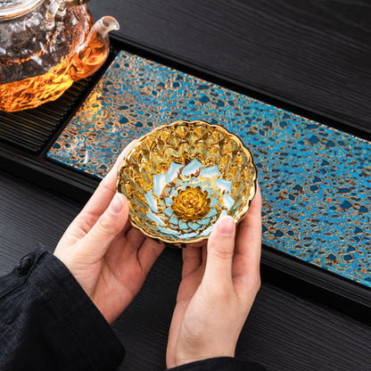 Gilded Blue Lotus Tenmoku