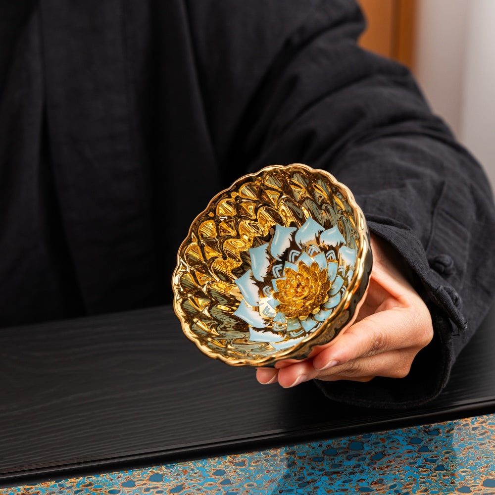 Gilded Blue Lotus Tenmoku
