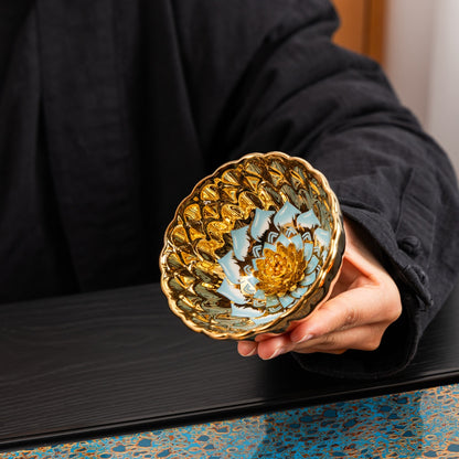 Gilded Blue Lotus Tenmoku