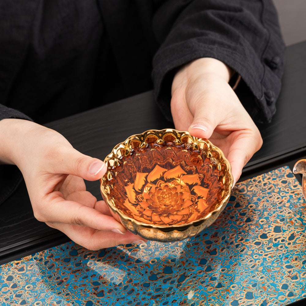 Gilded Pink Lotus Tenmoku