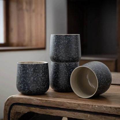 Japanese Tea Cups 4 pcs Set Obsidian