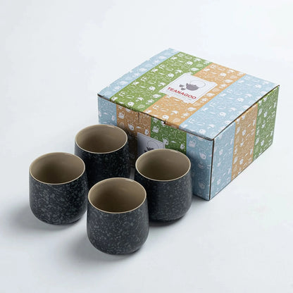 Japanese Tea Cups 4 pcs Set Obsidian