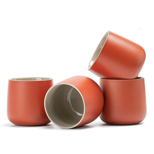 Japanese Tea Cups 4 pcs Set Red