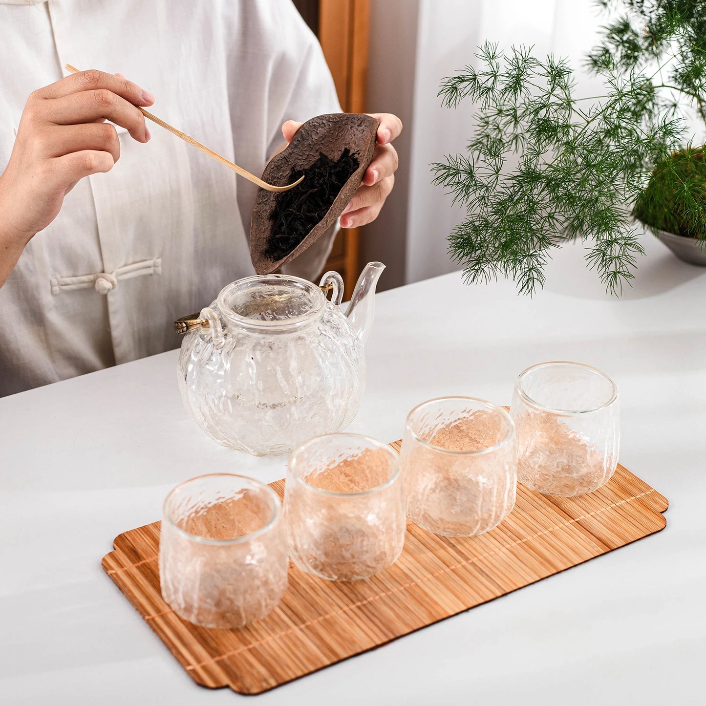 Japanese Tea Cups 4 pcs Set Crystal White