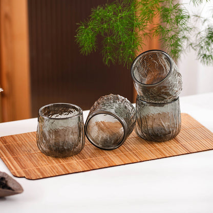 Japanese Tea Cups 4 pcs Set Crystal Black