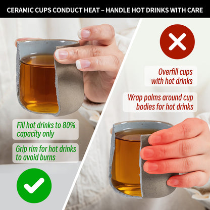 Japanese Tea Cups 4 pcs Set Dusty Grey