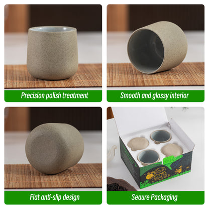 Japanese Tea Cups 4 pcs Set Dusty Grey