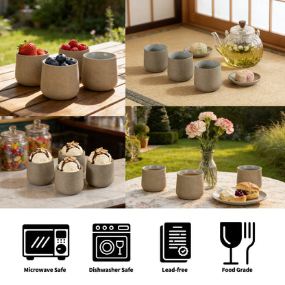 Japanese Tea Cups 4 pcs Set Dusty Grey
