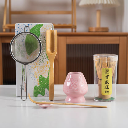 Matcha Whisk Set Ceramic Sakura Pink