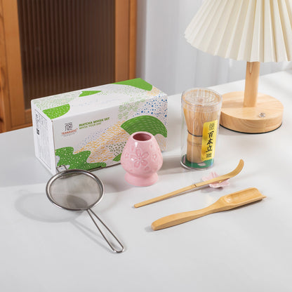 Matcha Whisk Set Ceramic Sakura Pink