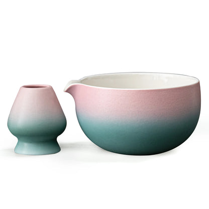 Pinky Blue Matcha Bowl with Spout