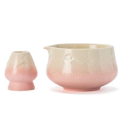 Snow Mountain Pink Matcha Bowl with Spout