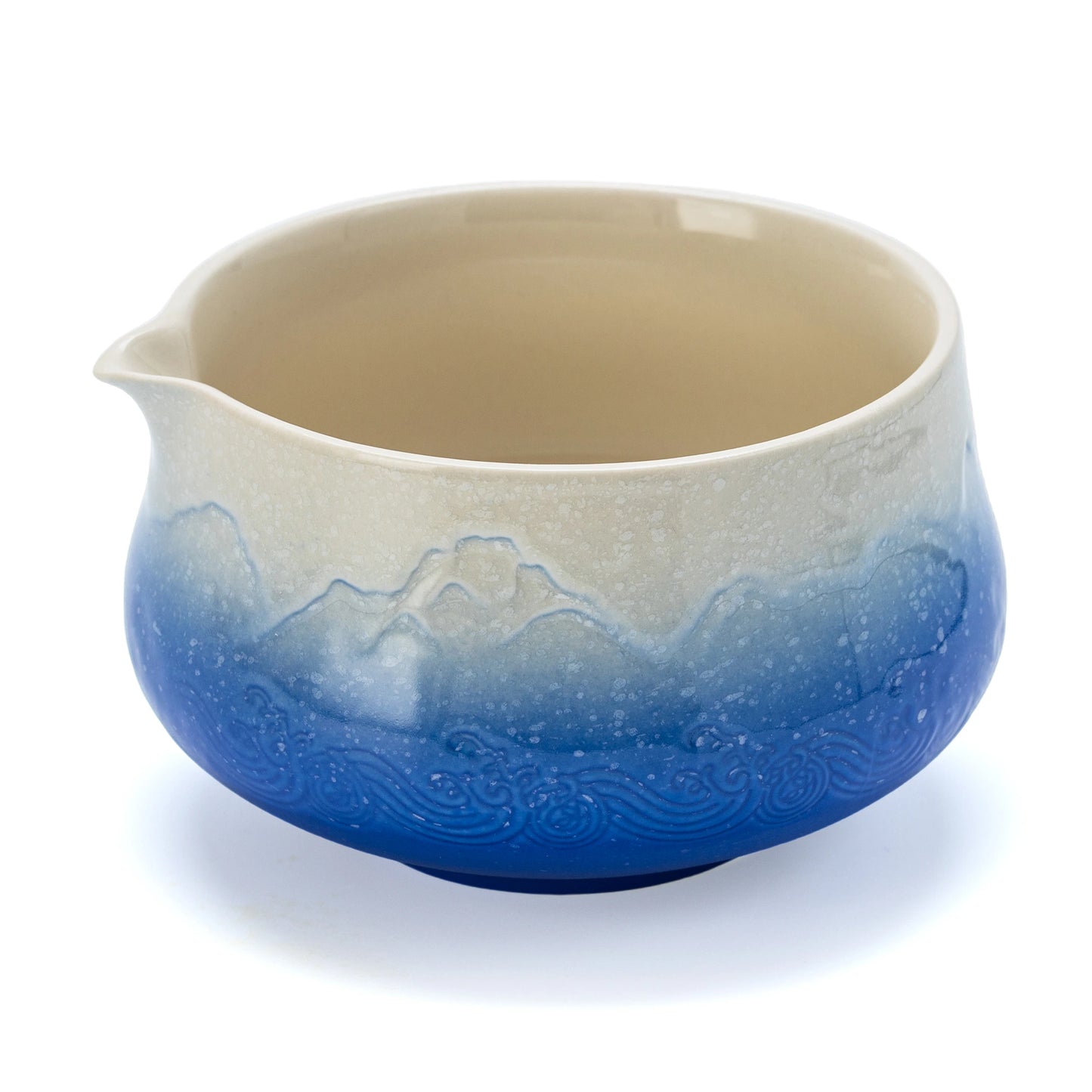 Snow Mountain Blue Matcha Bowl with Spout