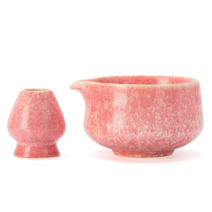 Pink Ocean Matcha Bowl with Spout