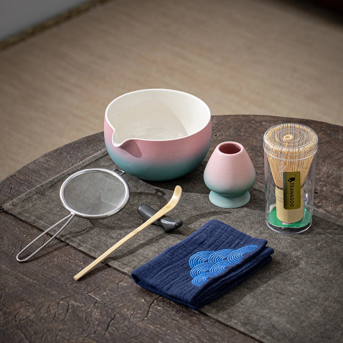 Pinky Blue Matcha Bowl with Spout