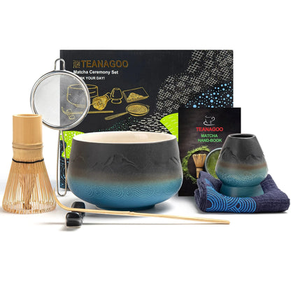 Matcha Set-Beginner Set Landscape Black Blue Round Bowl