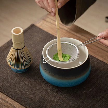 Matcha Set-Beginner Set Landscape Black Blue Round Bowl