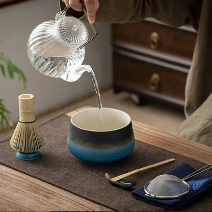 Matcha Set-Beginner Set Landscape Black Blue Round Bowl