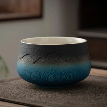 Matcha Set-Beginner Set Landscape Black Blue Round Bowl