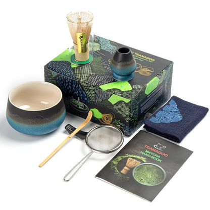 Matcha Set-Beginner Set Landscape Black Blue Round Bowl