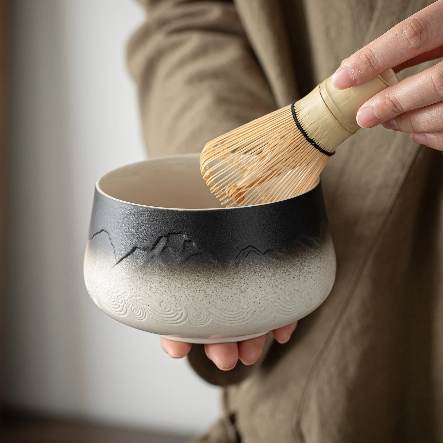 Black White Matcha Bowl