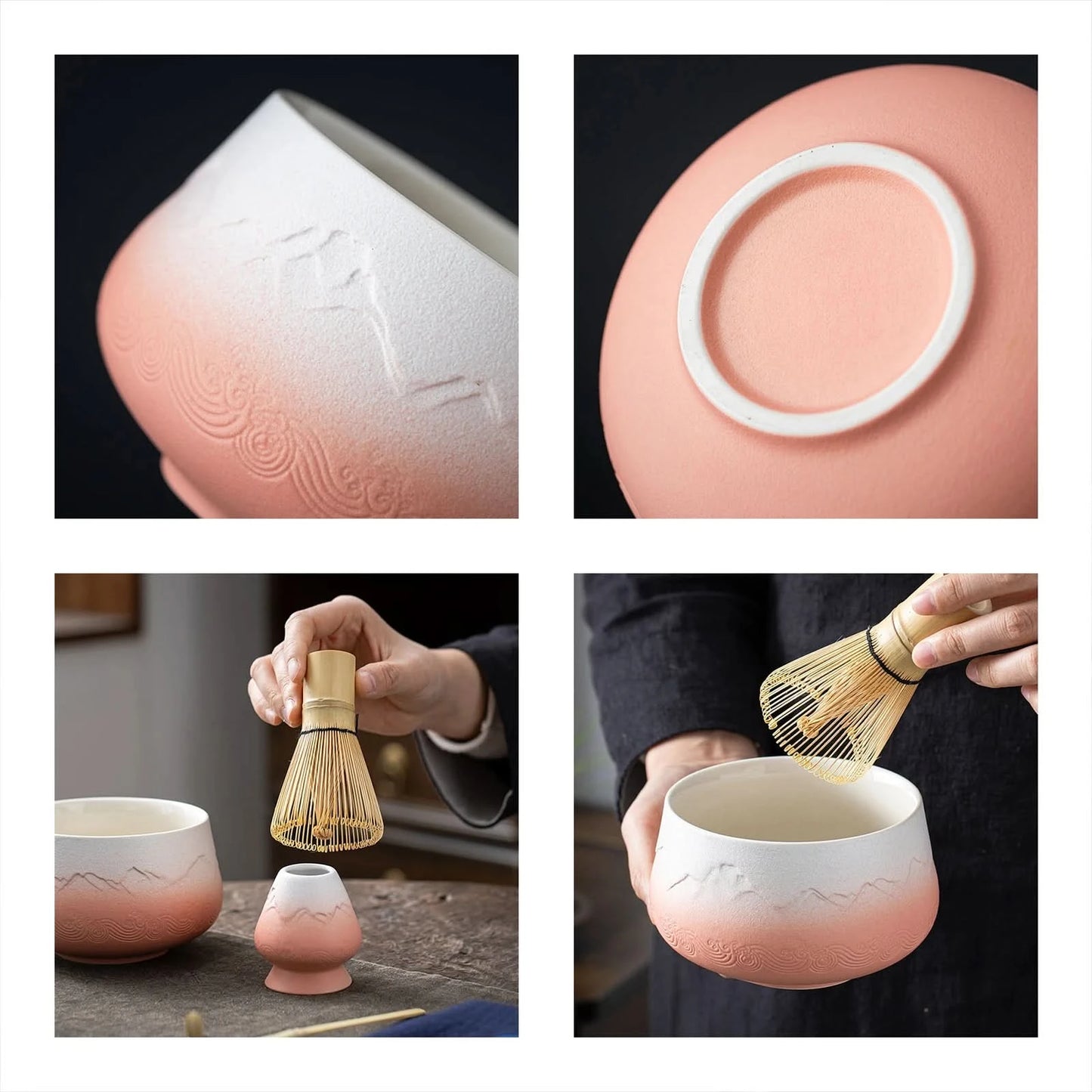 Matcha Set-Beginner Set Landscape Pinky White Round Bowl