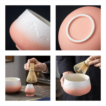 Matcha Set-Beginner Set Landscape Pinky White Round Bowl