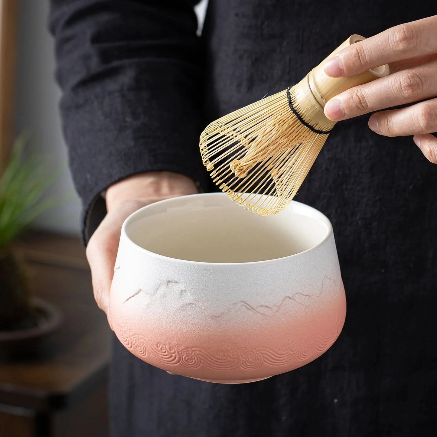 Matcha Set-Beginner Set Landscape Pinky White Round Bowl